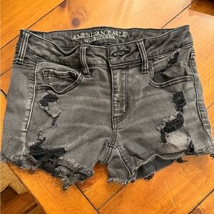 American Eagle Outfitters Black Distressed Denim Shorts